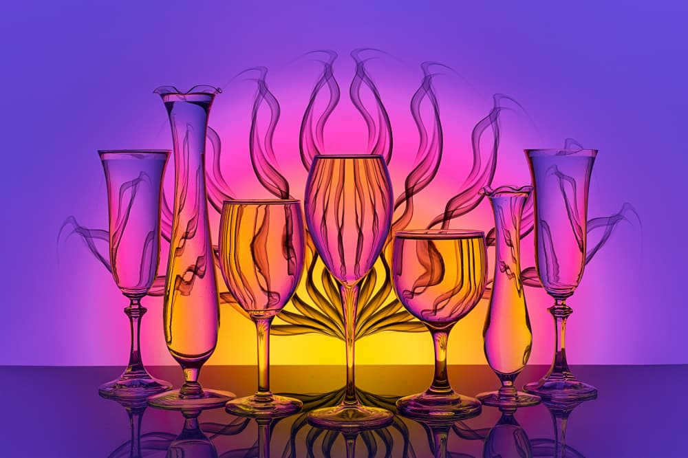 Vibrant Glassware Glow by Lydia Jacobs — canvas wall art