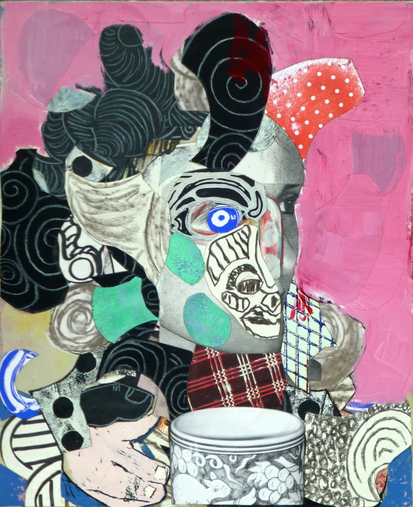 Vibrant Collage Face by Pascal Marlin — canvas wall art
