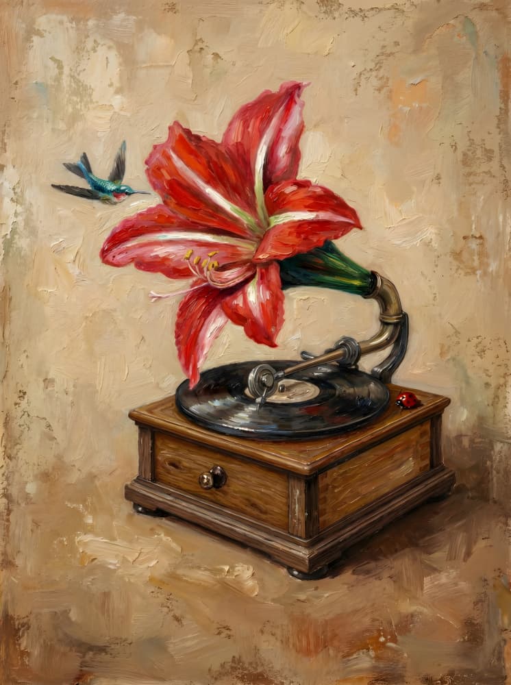 Amaryllis Gramophone Melody by HUGO — canvas wall art