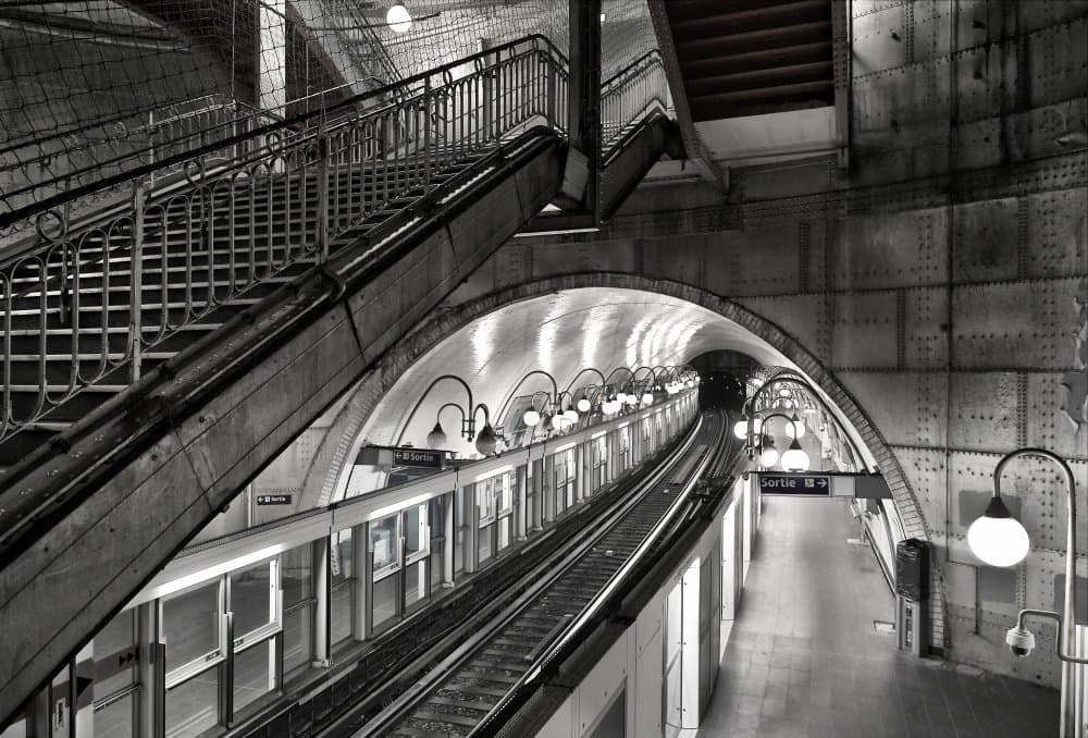 Paris Metro Grand Staircase by Renate Reichert — canvas wall art