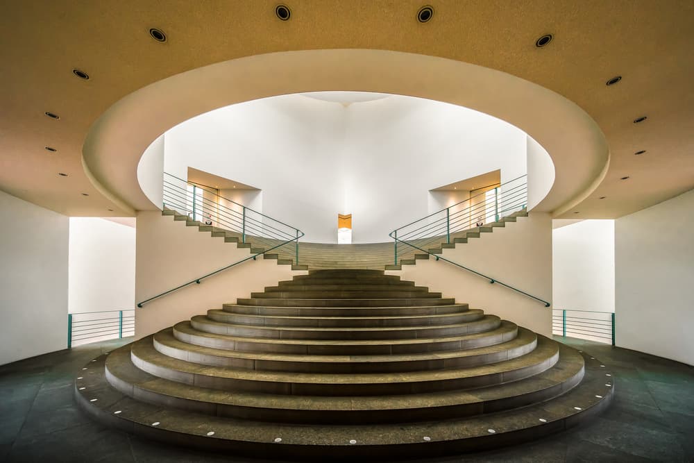 Grand Modern Staircase by Luc Vangindertael (laGrange) — canvas wall art