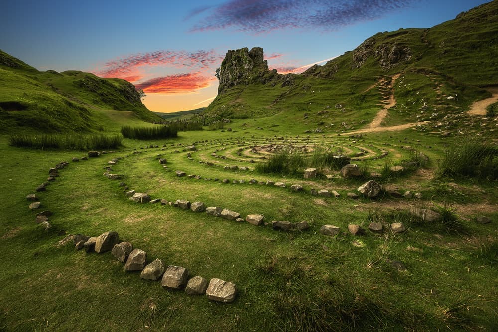 Valley Stone Labyrinth Sunset by Jean Claude Castor — canvas wall art