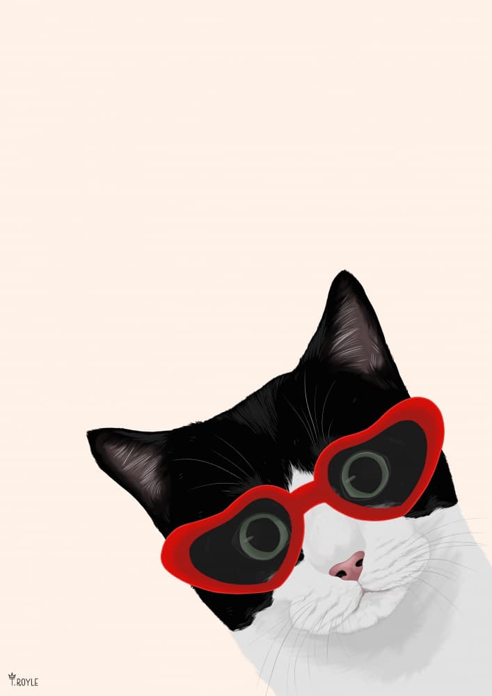 Cool Cat Heart Glasses by Tara Royle — canvas wall art