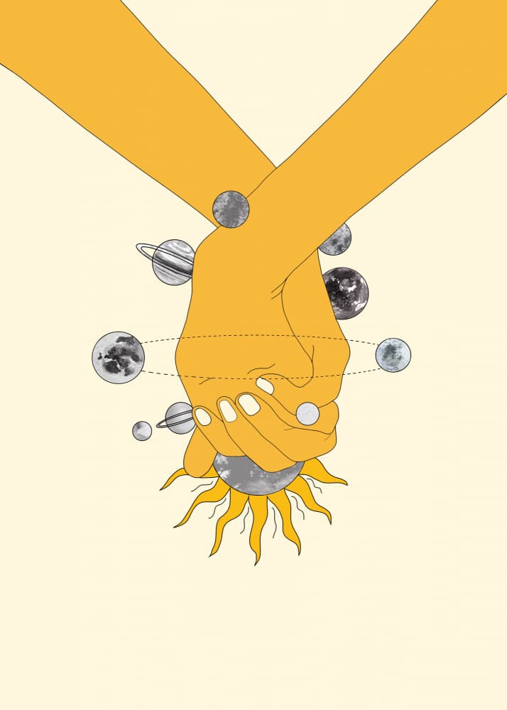 Cosmic Hands Connection by Nadjaa — canvas wall art