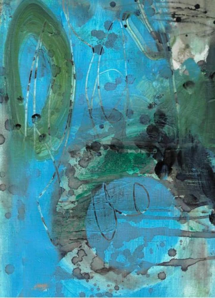 Fluid Blue Green Abstract by Deb Chaney — canvas wall art