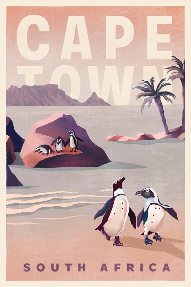 Cape Town South Africa Vintage Travel Art by The Whiskey Ginger — canvas wall art