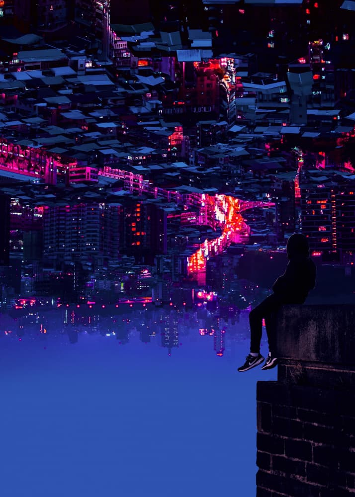 Neon City Perspective by Ariz Rab — canvas wall art