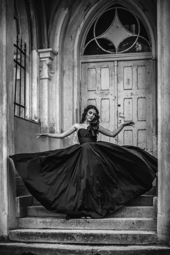 Elegant Woman Gothic Archway by Doru Petrutiu — canvas wall art