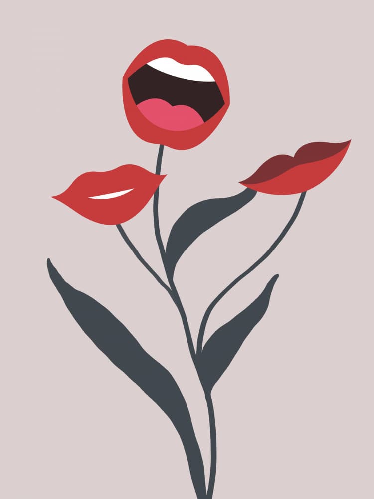 Singing Lip Flowers by Little Dean — canvas wall art