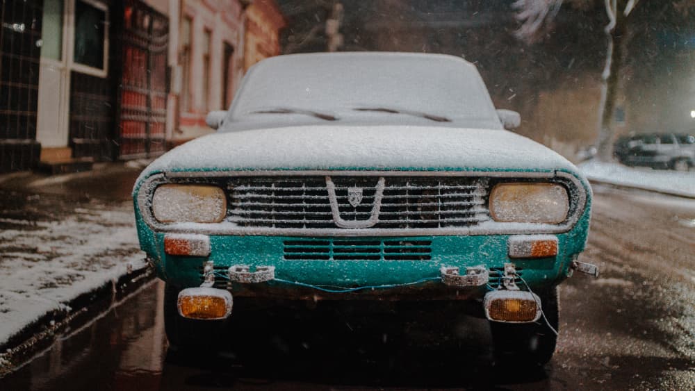 Snowy Vintage Car by Sorin Mosescu — canvas wall art