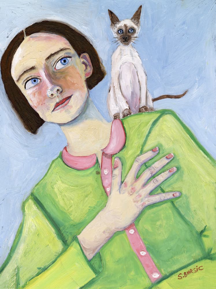 Girl and Siamese Friend by Sharyn Bursic — canvas wall art