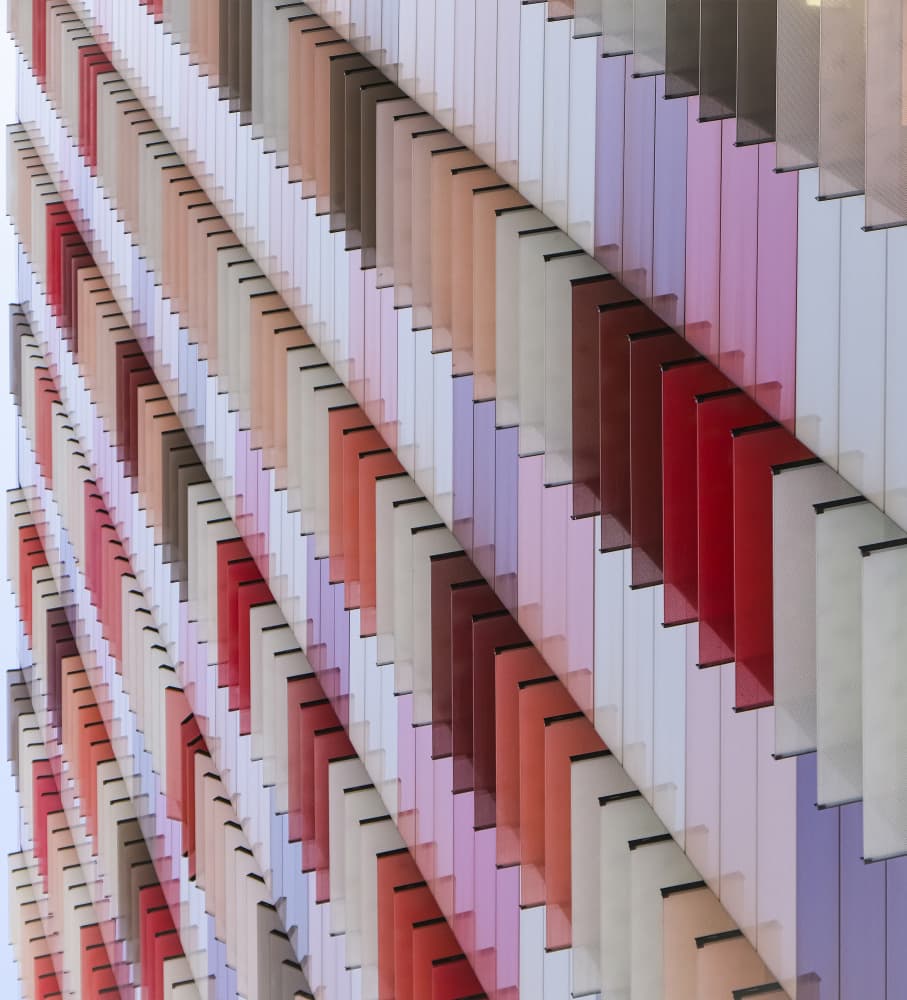 Colorful Geometric Facade by Fran Ortega — canvas wall art