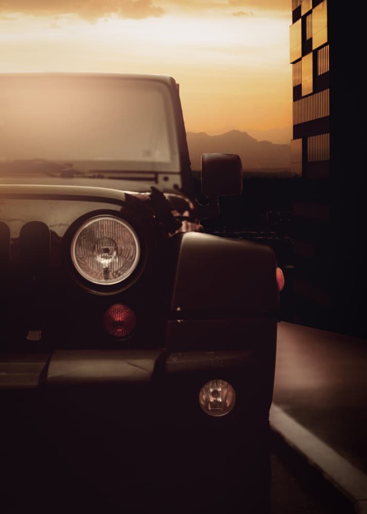 Golden Hour Jeep by Ariz Rab — canvas wall art