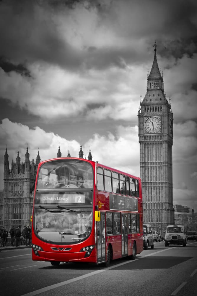London Red Bus Big Ben by Melanie Viola — canvas wall art