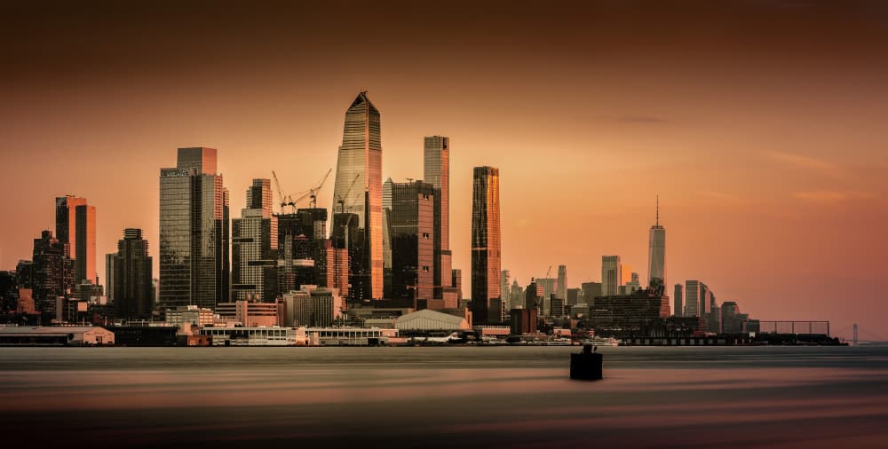 Golden Manhattan Skyline by Wei (David) Dai — canvas wall art