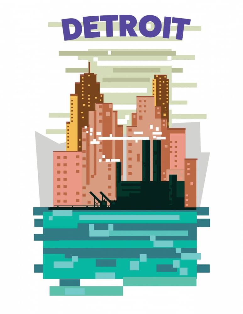 Detroit City Skyline by Nicholas — canvas wall art