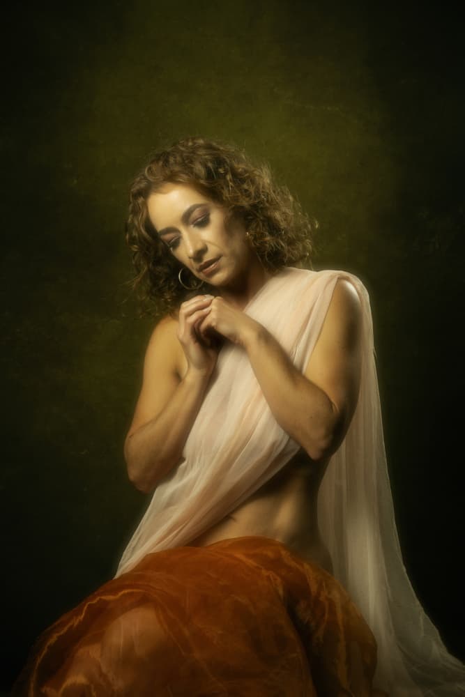 Elegant Pensive Woman by Hardik Pandya — canvas wall art