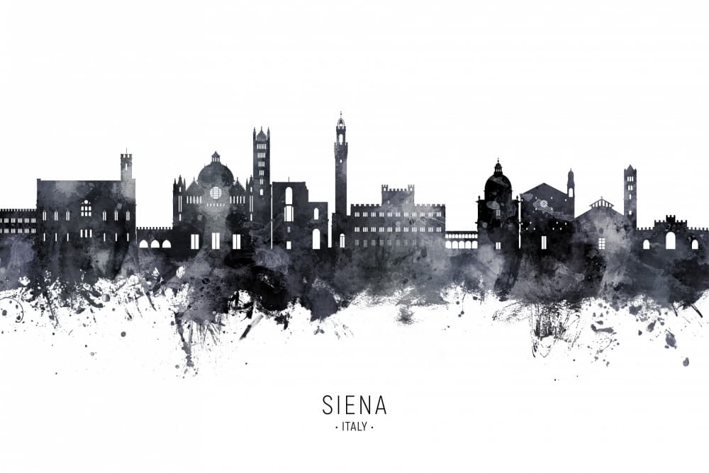 Siena Watercolor Skyline by Michael Tompsett — canvas wall art