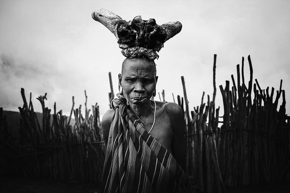African Woman Skull Headdress by Svetlin Yosifov — canvas wall art