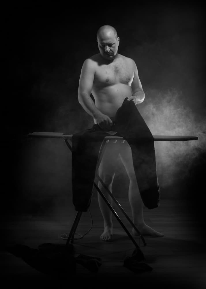 Man Ironing Steam by Jani Hotakainen — canvas wall art