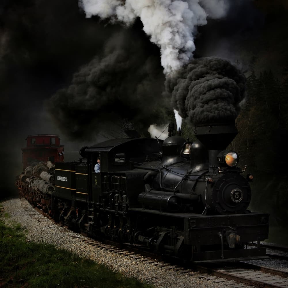 Powerful Logging Train by Chuck Gordon — canvas wall art