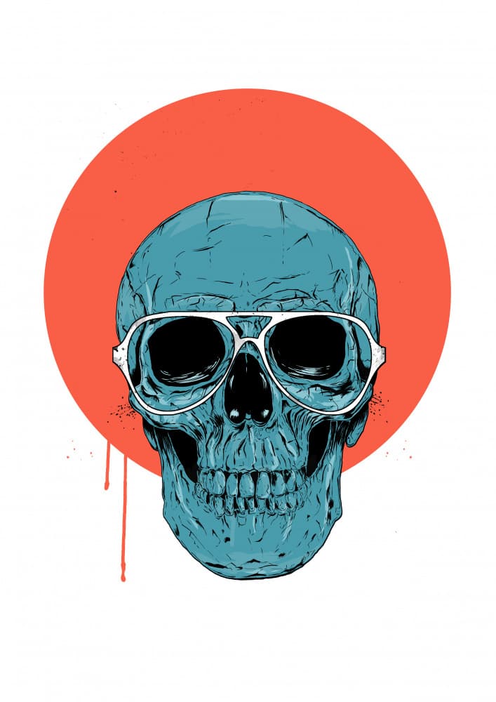 Blue Skull Aviators by Balazs Solti — canvas wall art