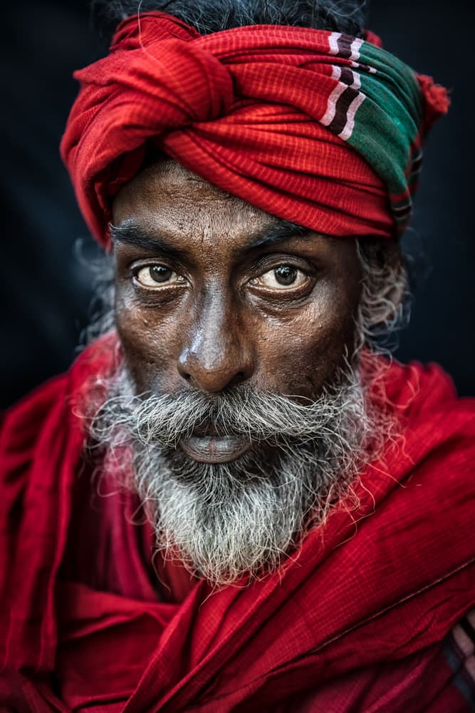 Man With Red Turban by Richard Huang — canvas wall art