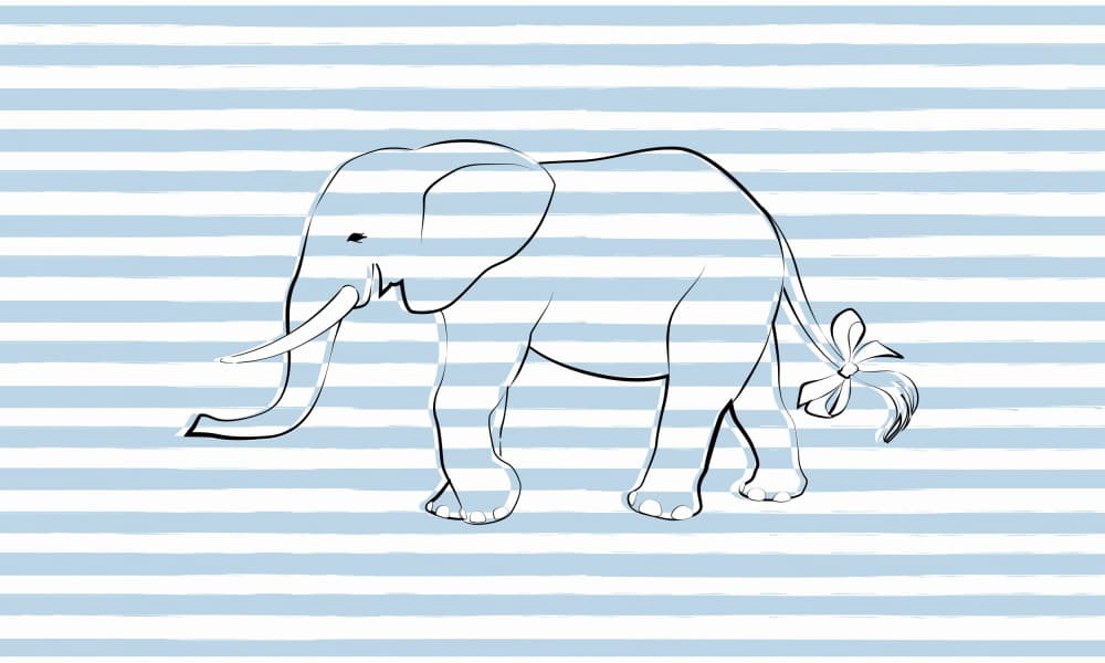 Baby Elephant Blue Stripes by Martina — canvas wall art