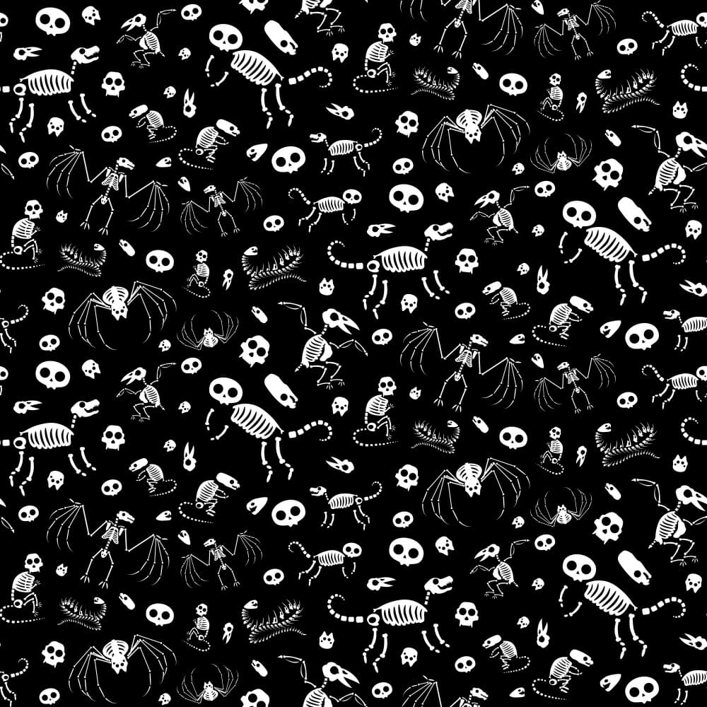 Spooky Skeletal Pattern by Marika Barsrsind — canvas wall art