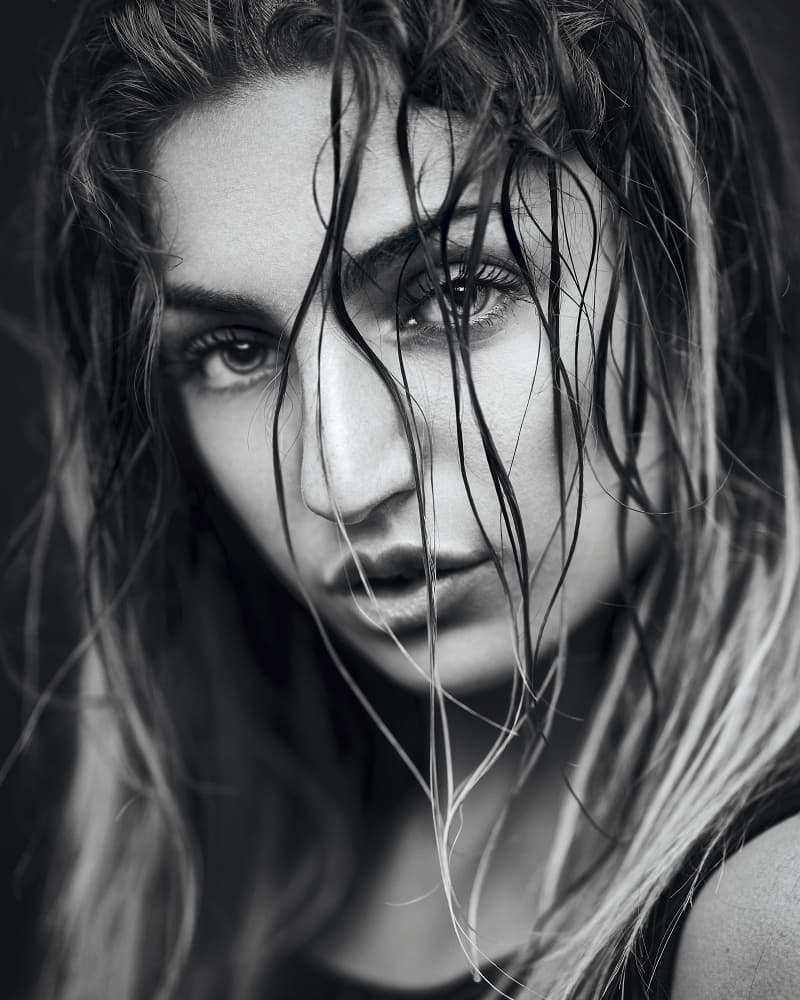 Intense Wet Hair Portrait by Denis — canvas wall art