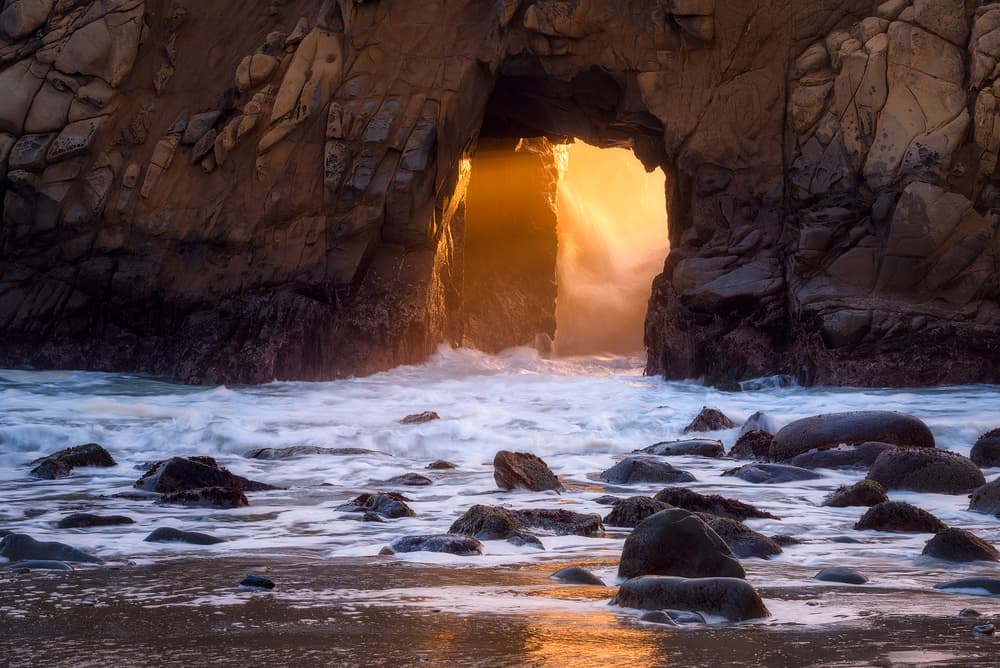 Sunlit Sea Cave by Daniel Gastager — canvas wall art