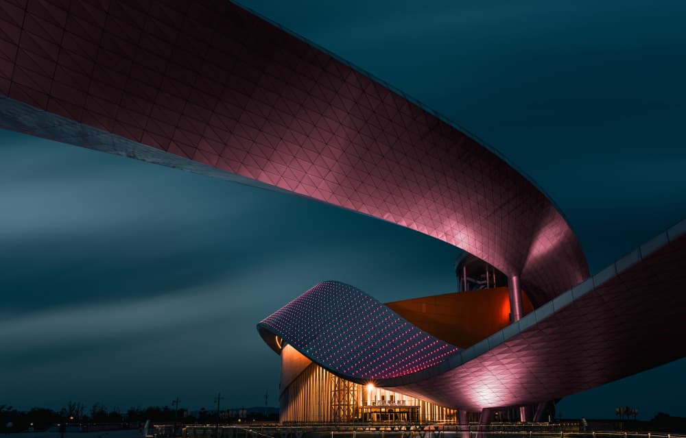 Pink Illuminated Architecture by Aidong Ning — canvas wall art