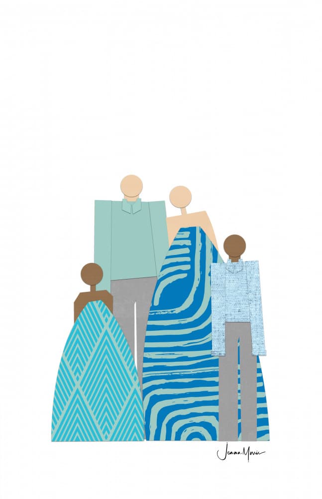Abstract Family in Blue by Jemma Morris — canvas wall art