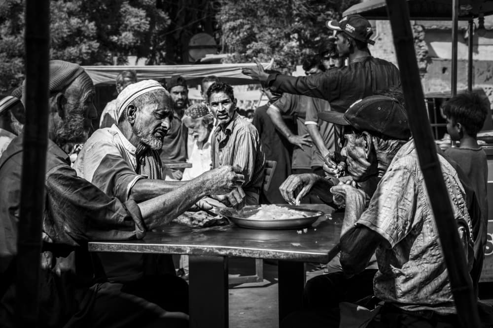 Communal Street Dining by Elena Molina — canvas wall art