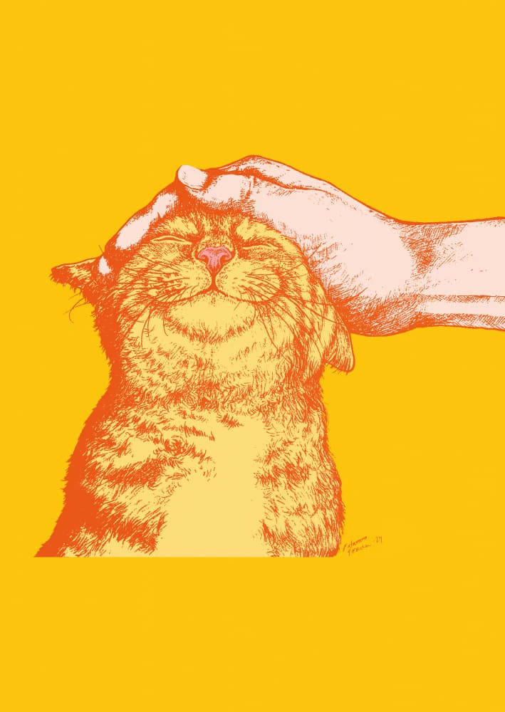 Happy Cat Petting by Katariina Kosunen — canvas wall art