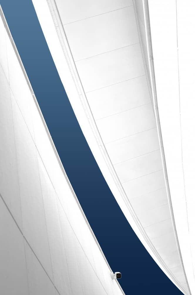 White Curves Blue Sky by Xavier A — canvas wall art
