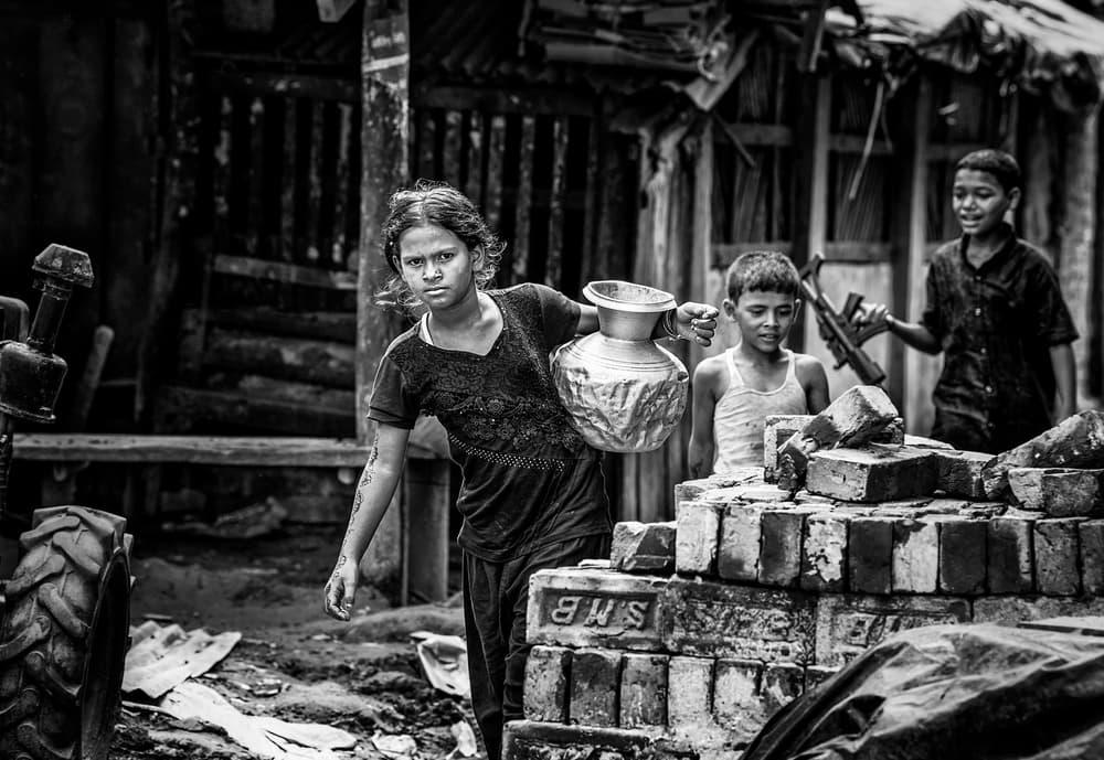 Black and White Childhood by Joxe Inazio Kuesta Garmendia — canvas wall art