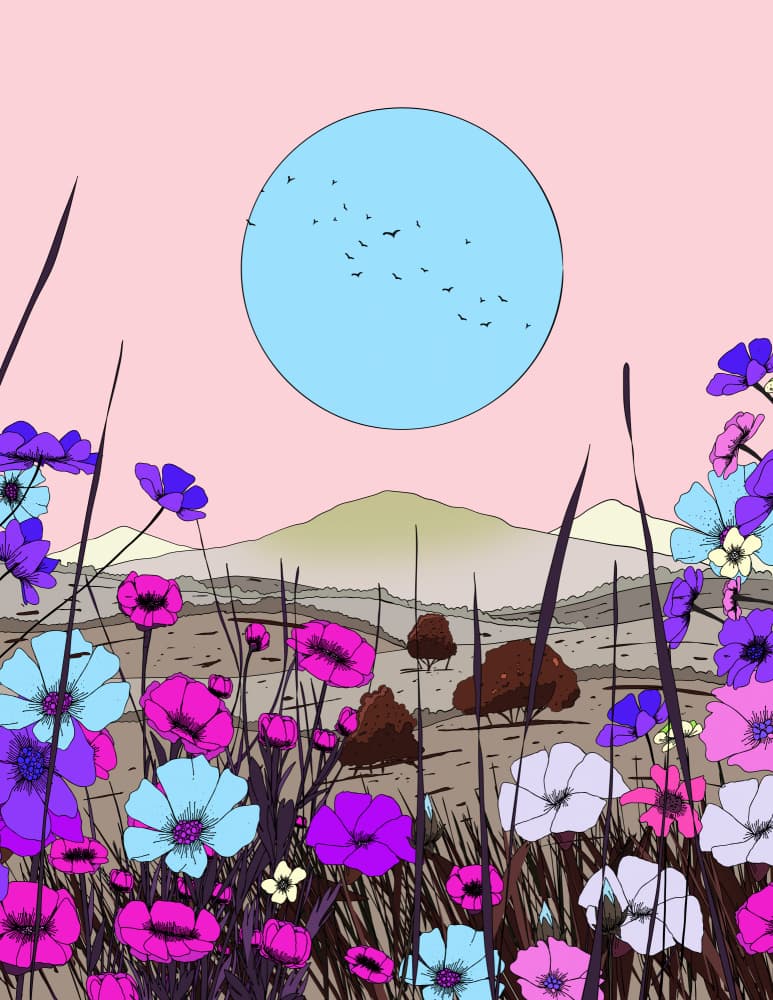 Dreamy Floral Landscape by Nicholas — canvas wall art