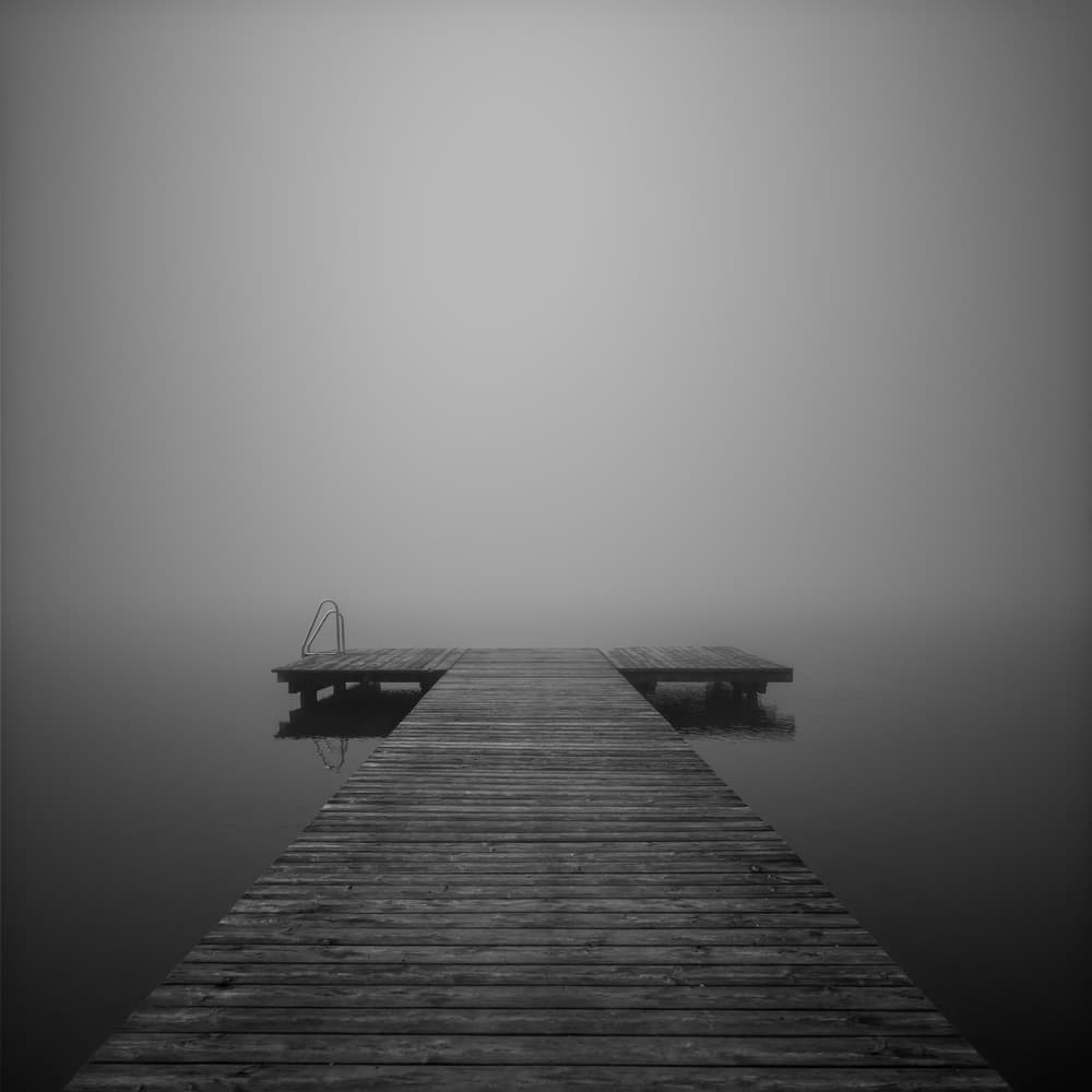 Misty Wooden Pier by Margit Lisa Pinggera — canvas wall art
