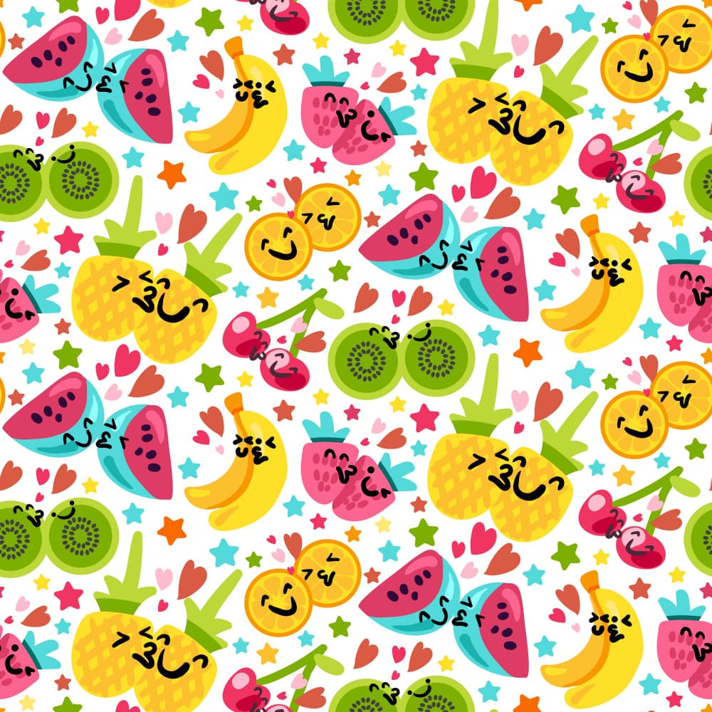 Happy Fruit Love Pattern by Marika Barsrsind — canvas wall art
