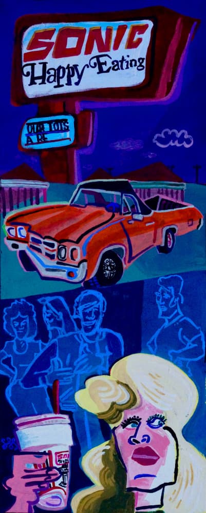 Drive-In Night Blues by Steve Spencer — canvas wall art