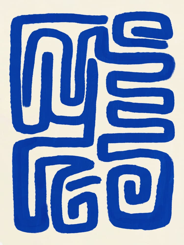 Modern Blue Labyrinth by Little Dean — canvas wall art