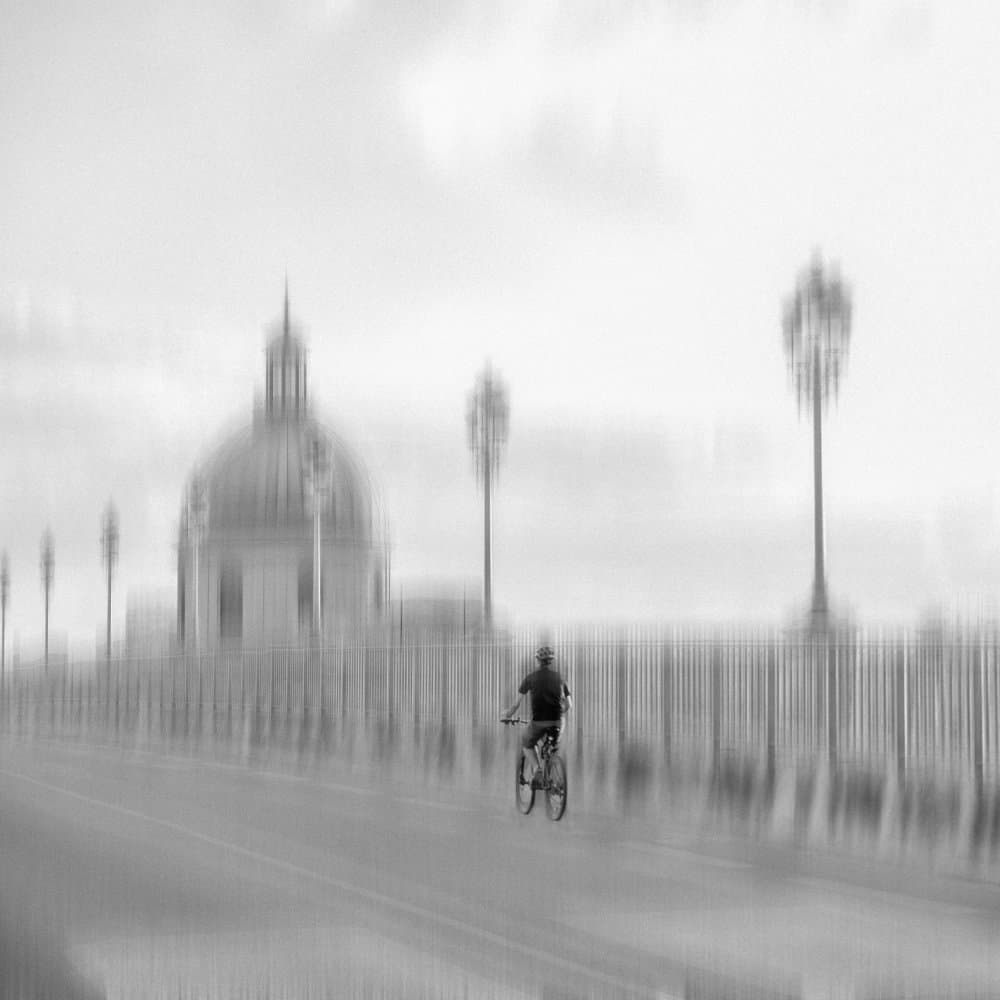 City Cyclist Motion by Oussama Mazouz — canvas wall art