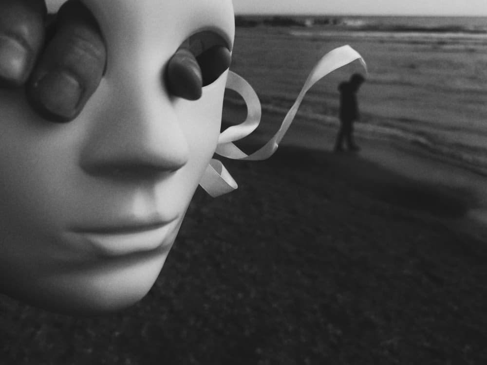 Mask and the Sea by Emilian Avramescu — canvas wall art