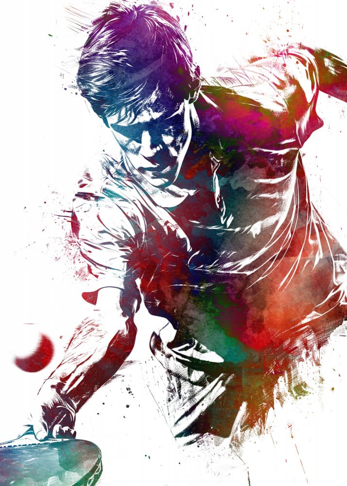Vibrant Table Tennis Play by Justyna Jaszke — canvas wall art