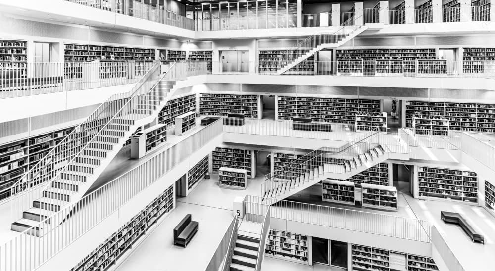 Modern Library Interior by Stephan Rückert — canvas wall art