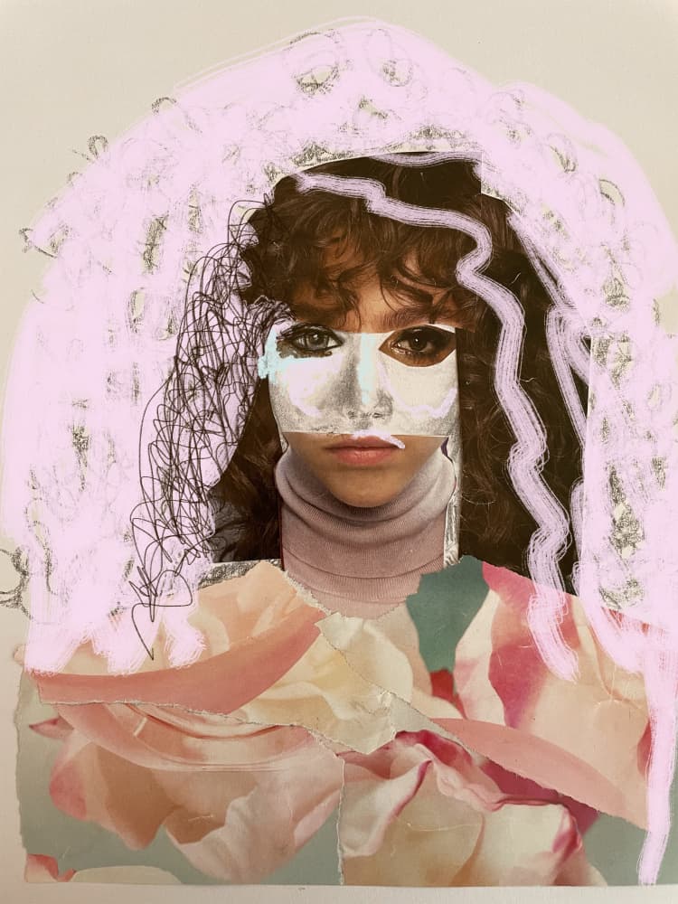 Masked Floral Portrait by Carola Cedell — canvas wall art