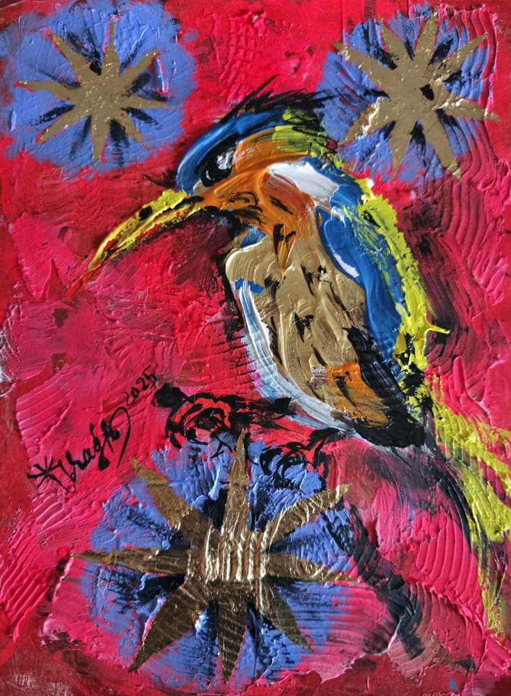 Vibrant Kingfisher Perch by Kanat Ibragimov — canvas wall art