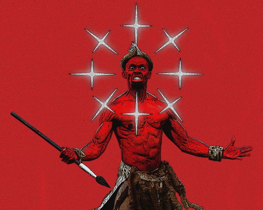 Mystical Red Warrior by Mathabela Madiela — canvas wall art