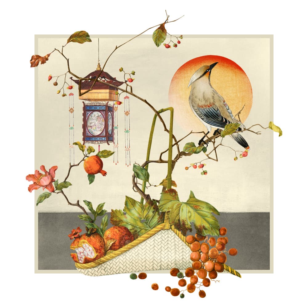 Japanese Bird and Harvest by Marja van den Hurk — canvas wall art